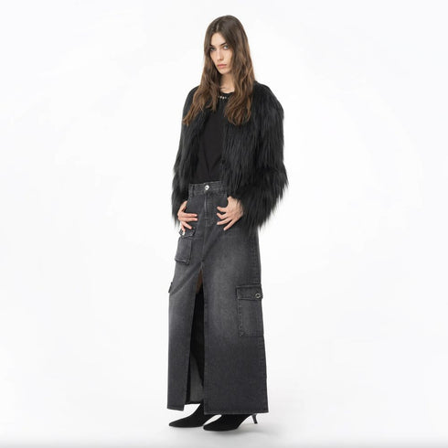 PINKO Black Cotton Skirt